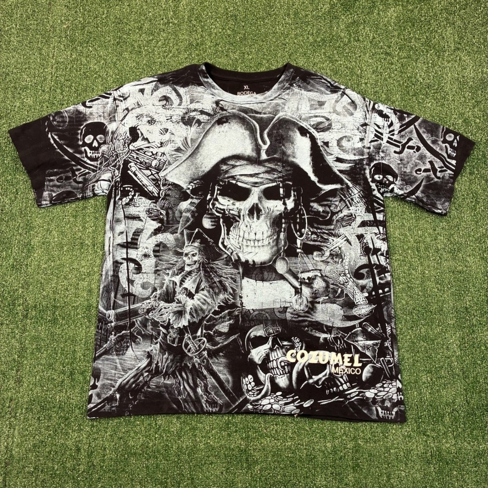 Y2K Skull Pirate AOP Graphic T-shirt‎